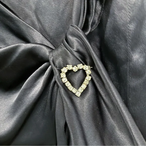 Vintage Luisa Spagnoli 100% Silk Asymmetrical Draped Skirt Rhinestone Heart 42 - Picture 4 of 12